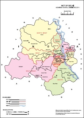 Administrative Map of NCT of Delhi