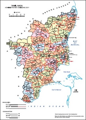 Administrative Map of Tamil Nadu